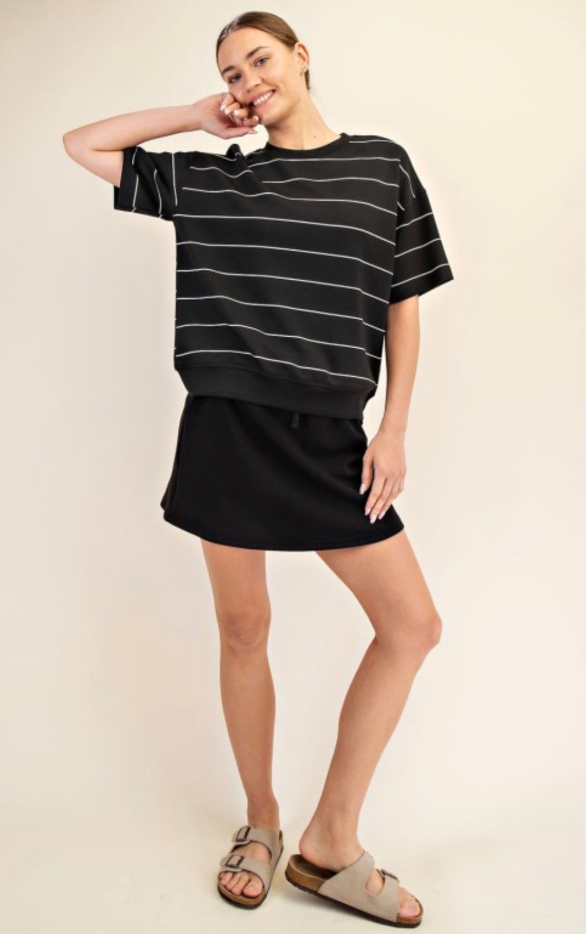 Scuba Stripe Basic Short Sleeve Top