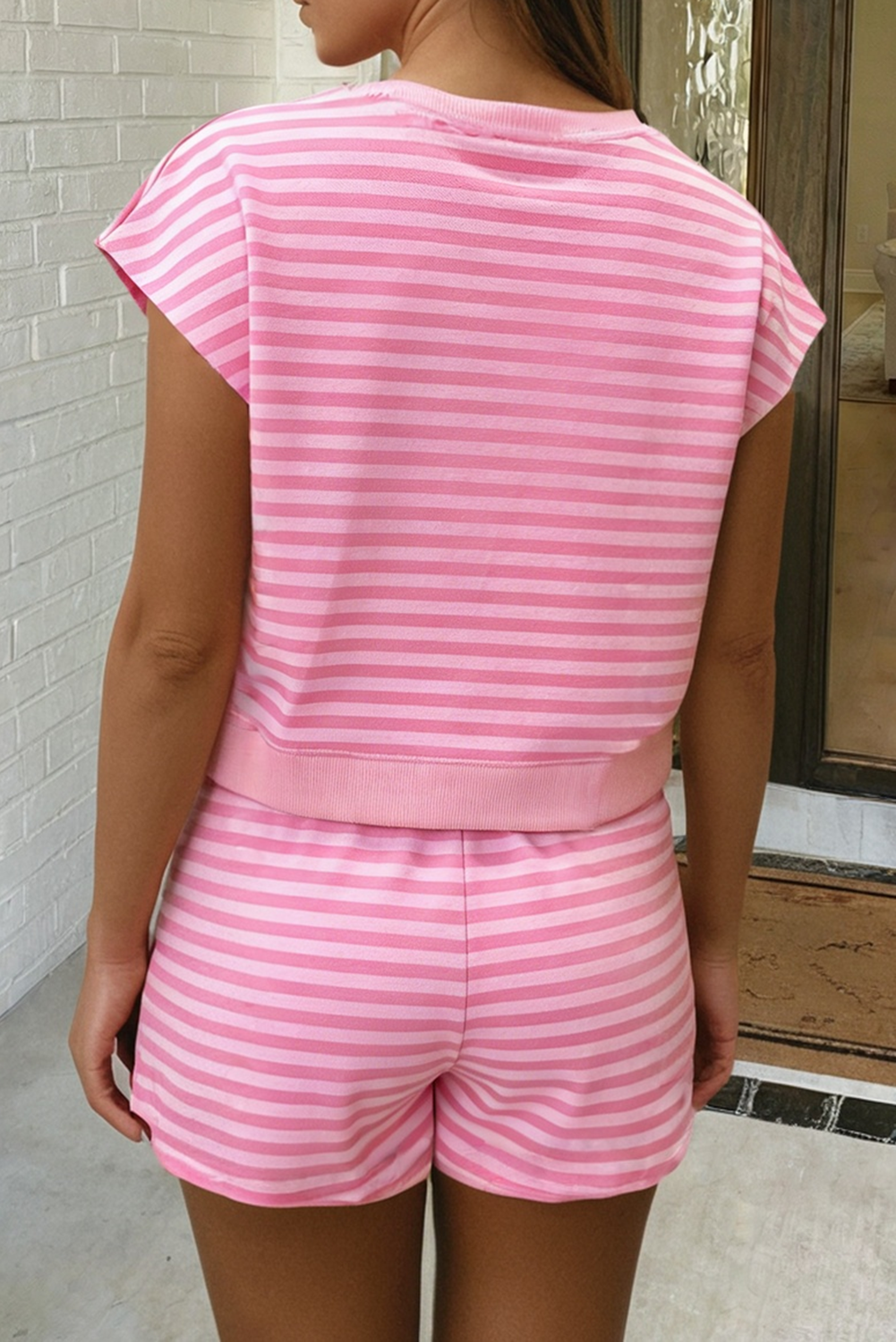 Striped Tee And Shorts Set