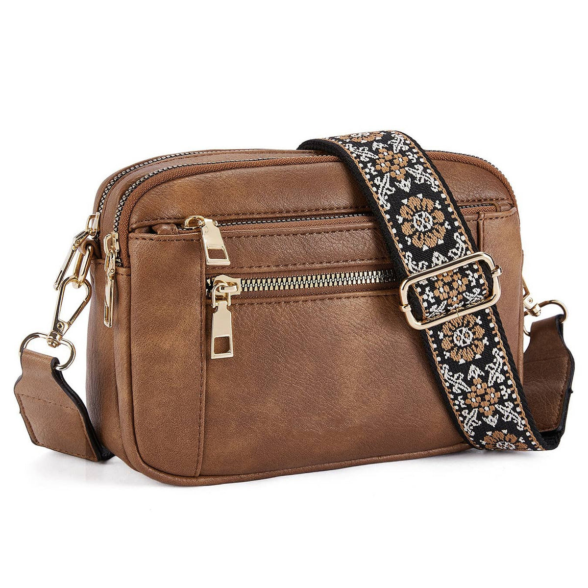 Embroidered Grid Color Blocked Retro Shoulder Bag