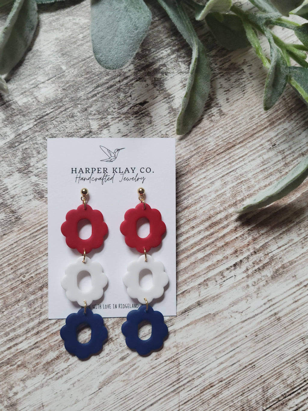 The America Set- Polymer Clay 4th of July Earrings