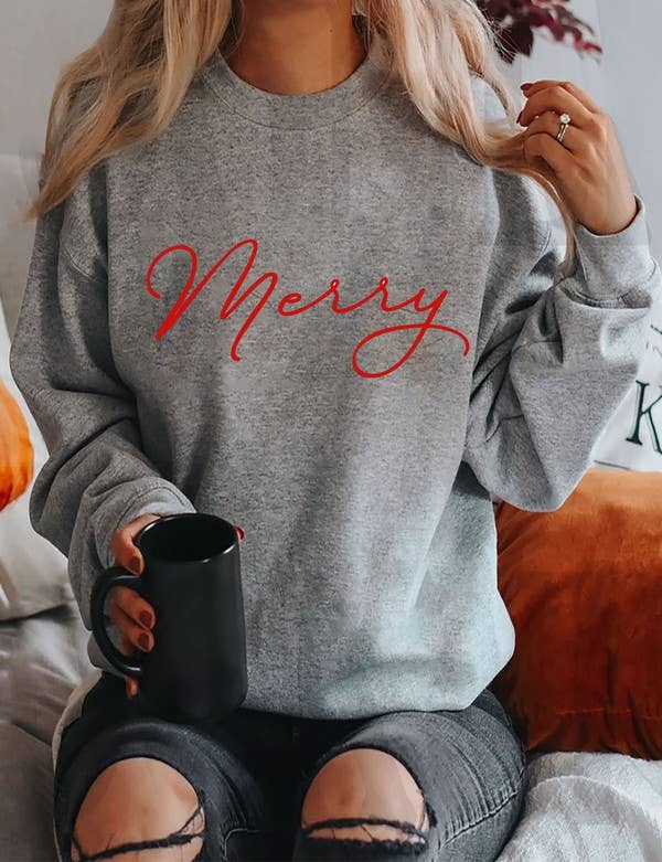 Merry, Christmas, Unisex Crewneck Fleece Sweatshirts