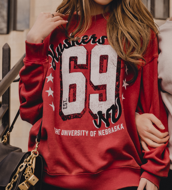 Nebraska Huskers Jersey Patch Red Chrome Sweatshirt