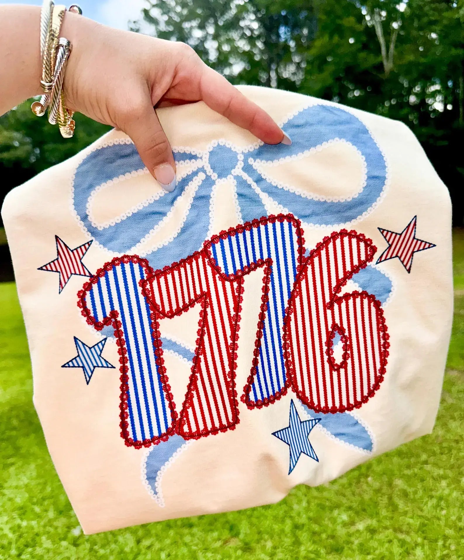 1776 Patriotic USA Trendy Tee In Grey