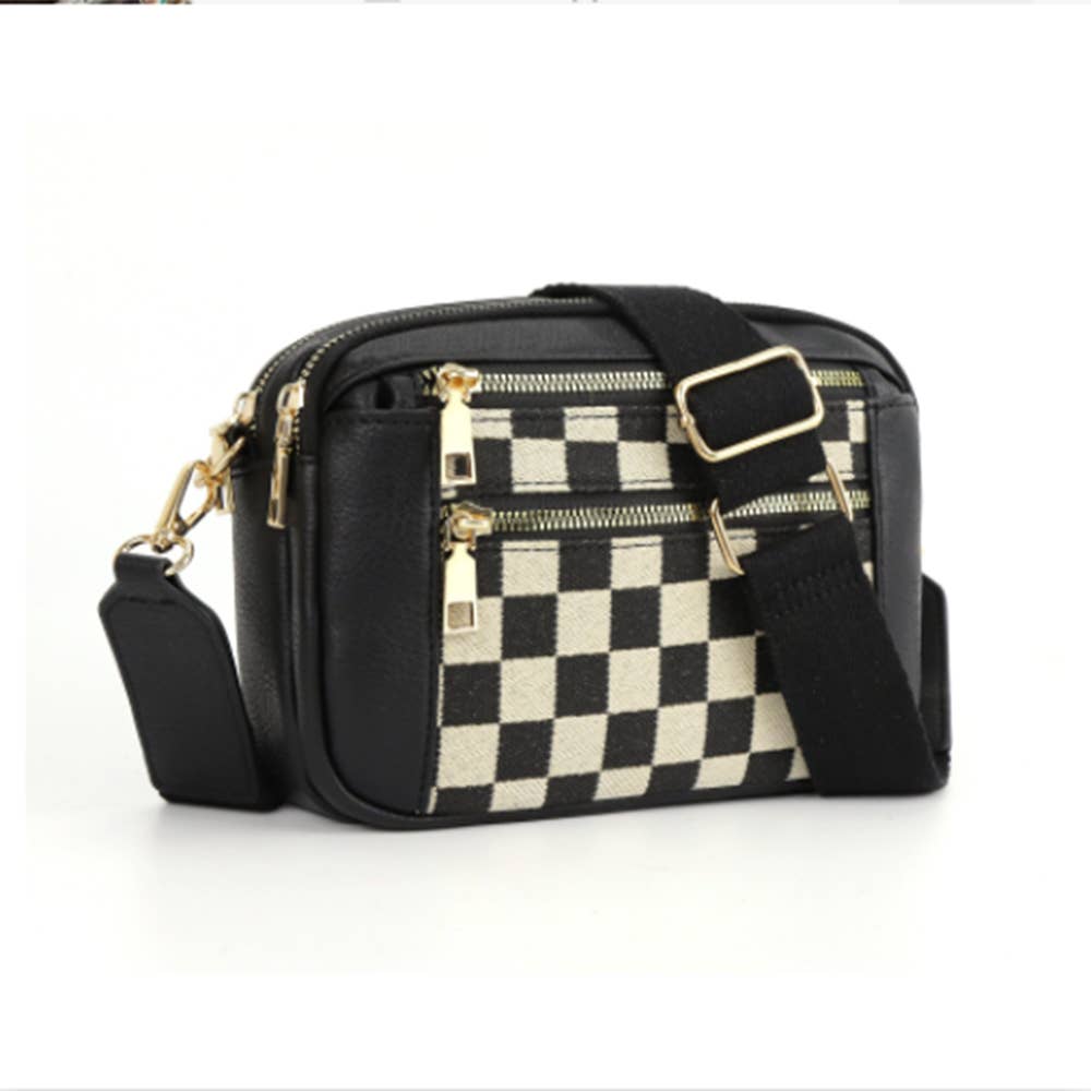 Color Blocked Multifunctional Zipper Crossbody Bag