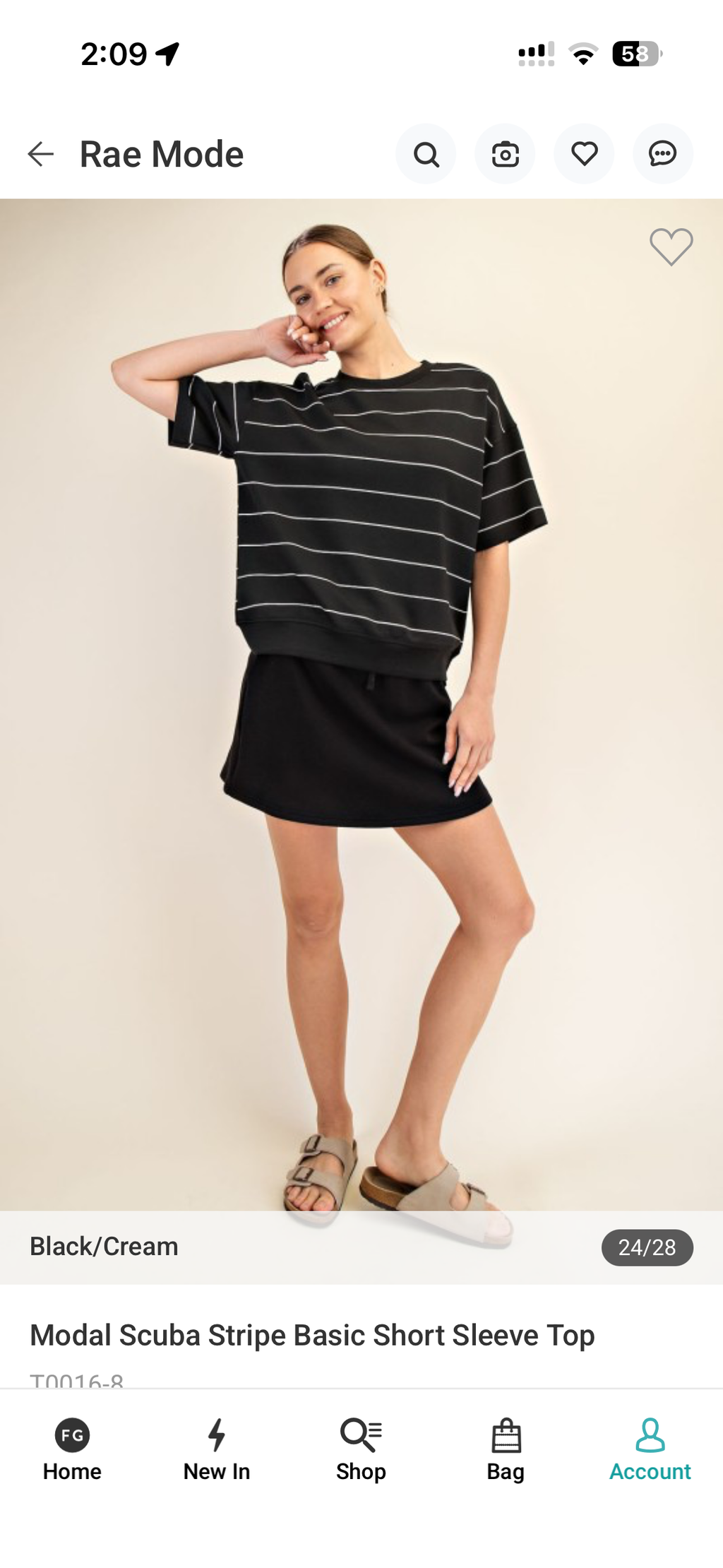 Scuba Stripe Basic Short Sleeve Top
