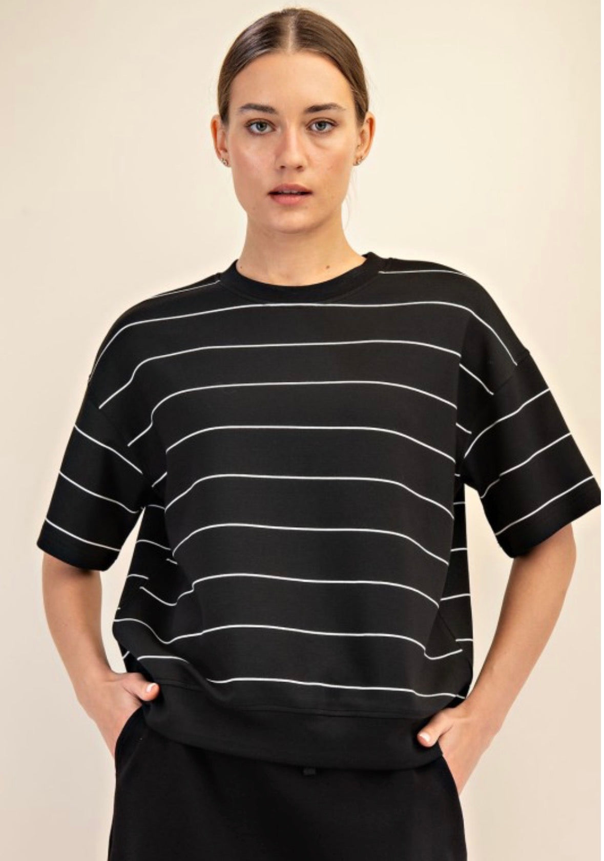 Scuba Stripe Basic Short Sleeve Top