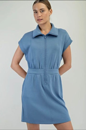 Scuba Half Zip Mini Dress