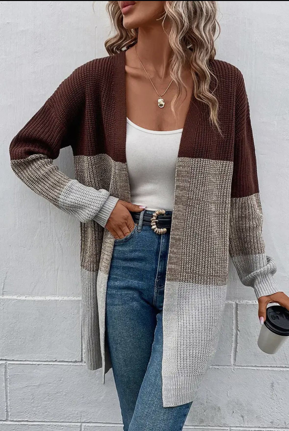 Neutral Color Block Cardigan