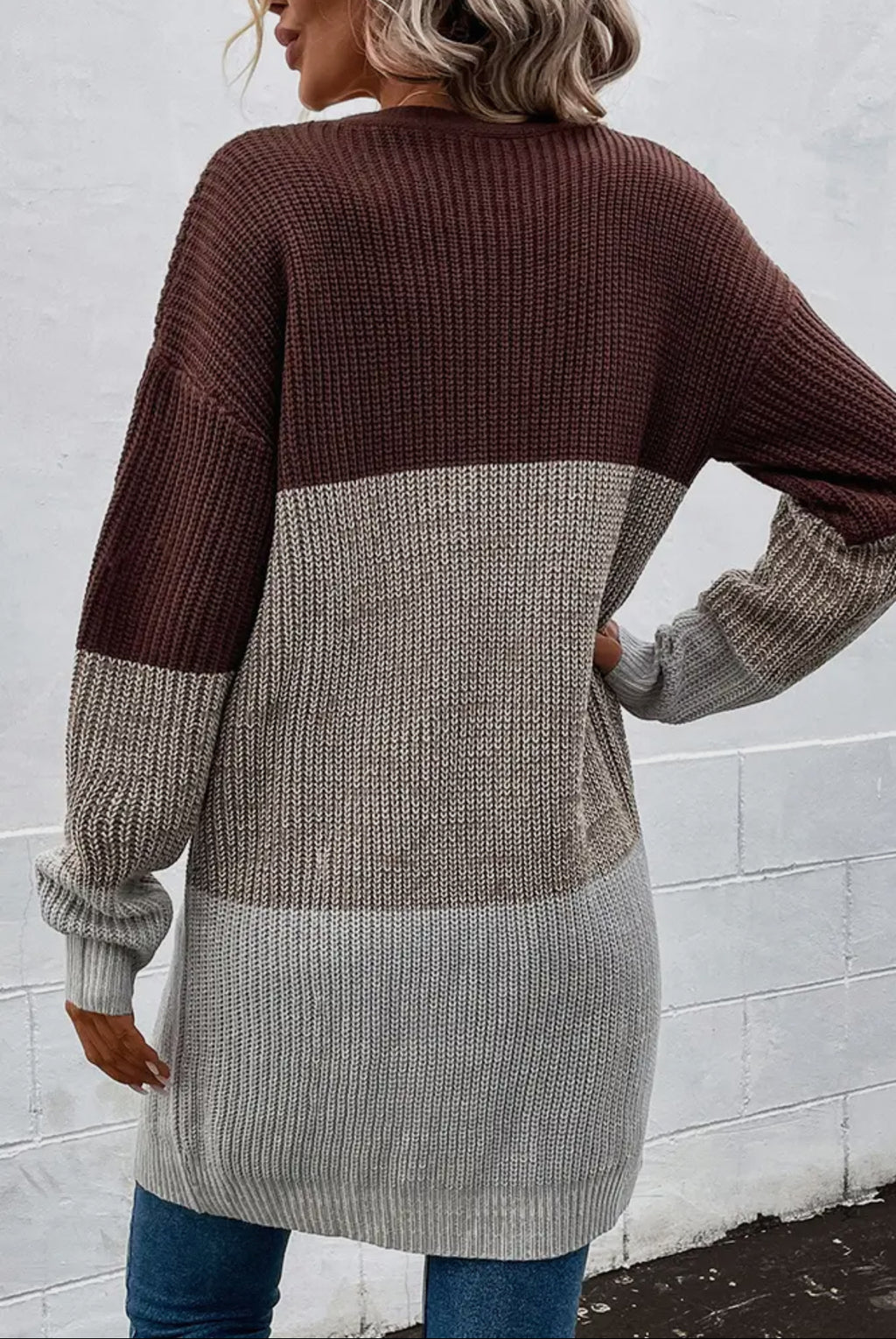 Neutral Color Block Cardigan