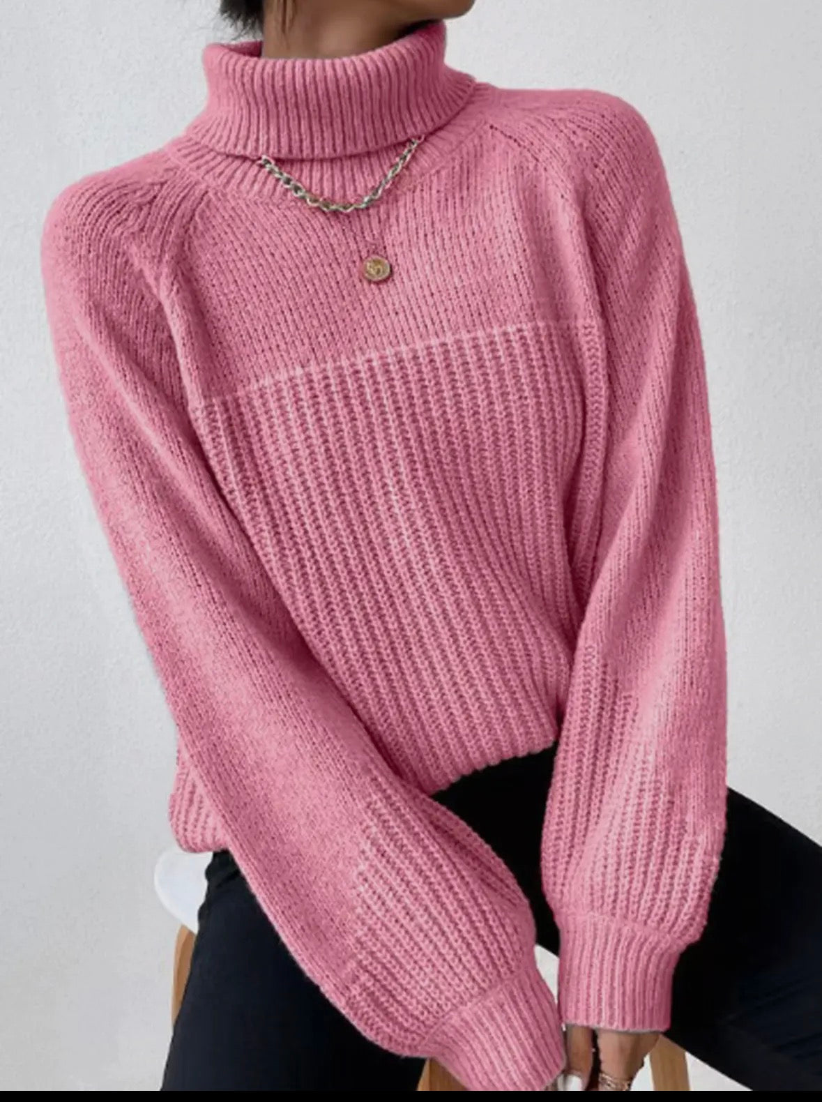 Pink Turtleneck Sweater