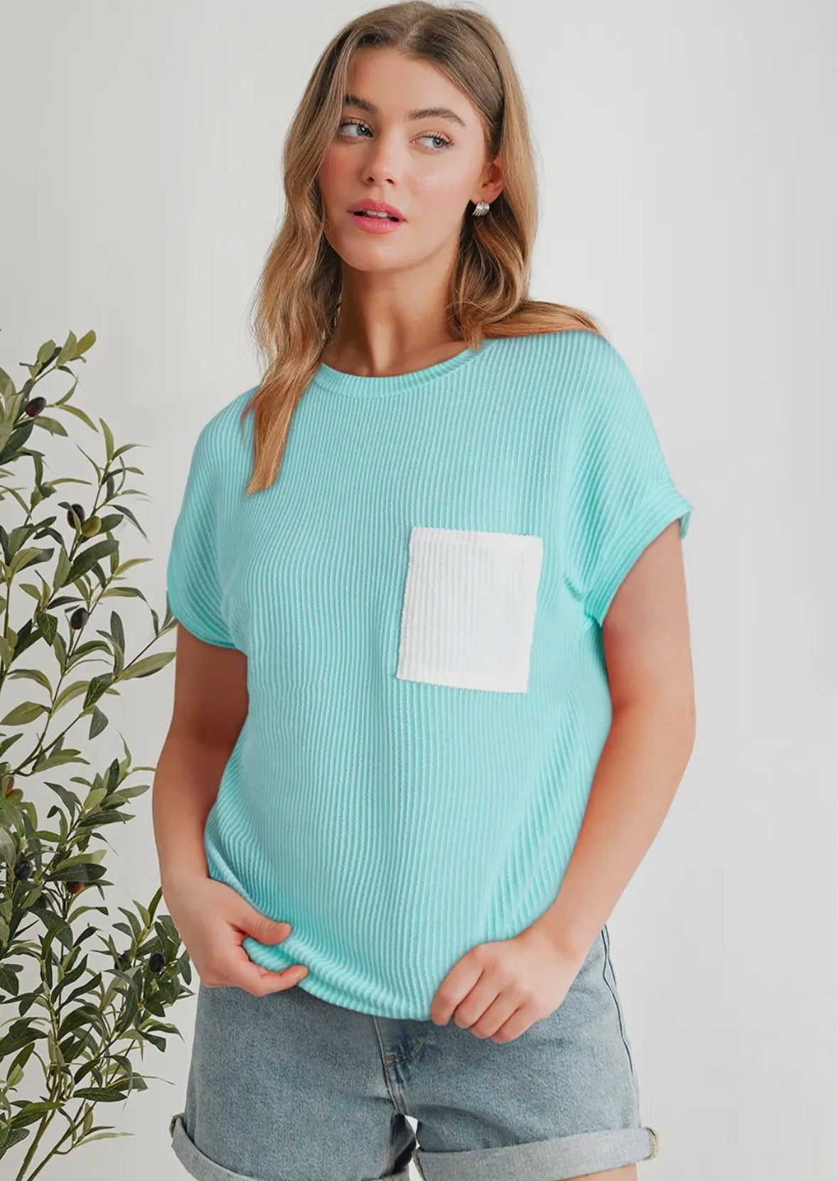 Ribbed Top with Pocket