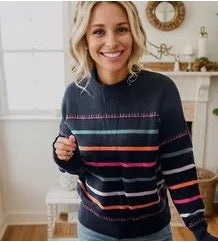 Black Colorful Striped Sweater