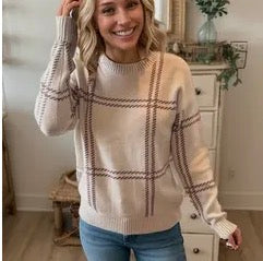 Plaid Drop Shoulder Sweater