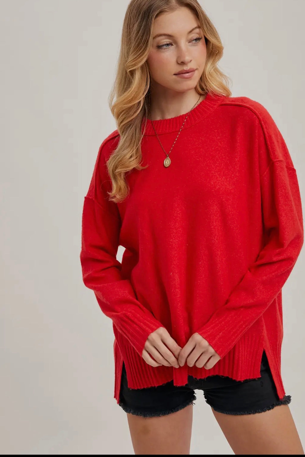 Crewneck Knit Red Sweater