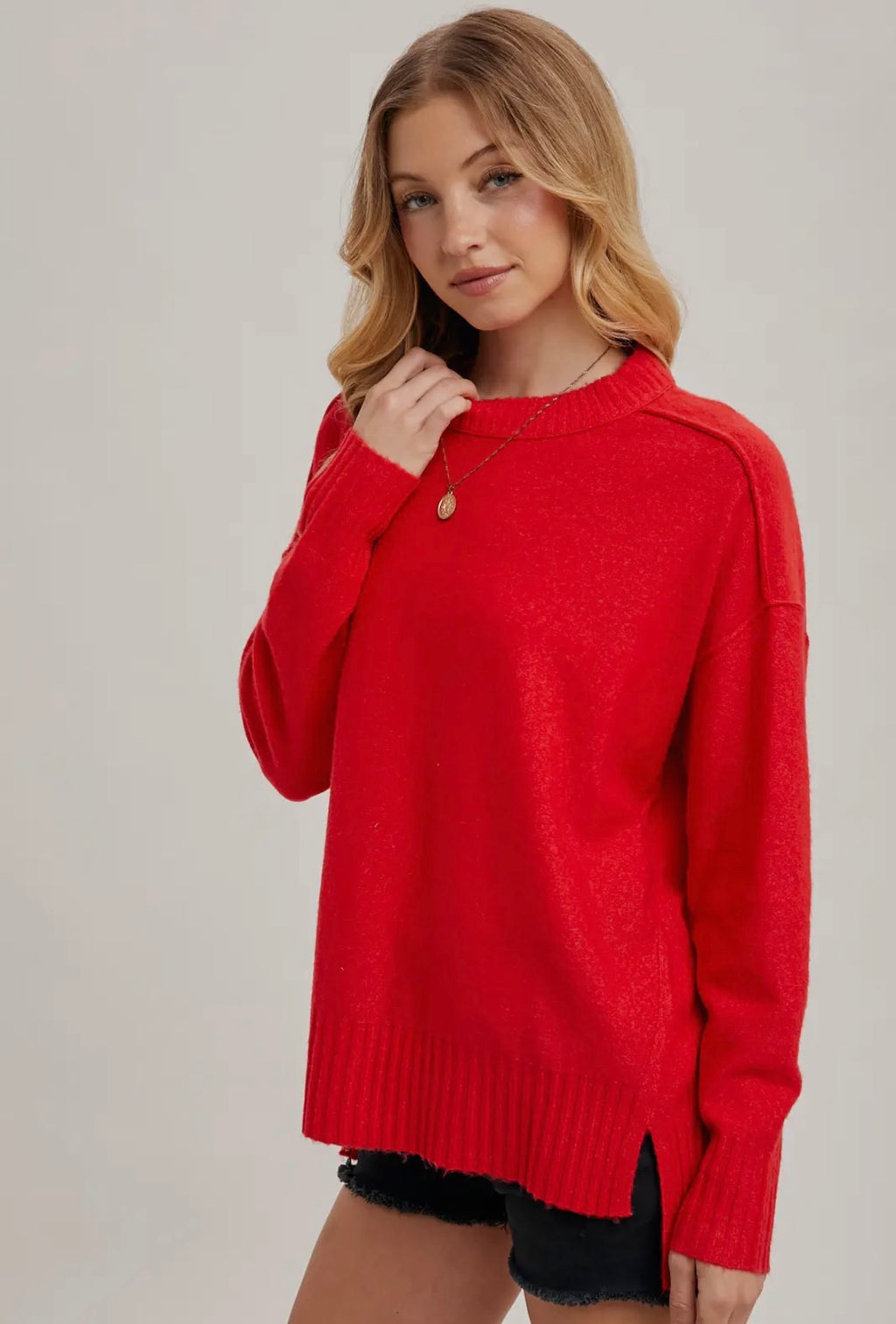 Crewneck Knit Red Sweater