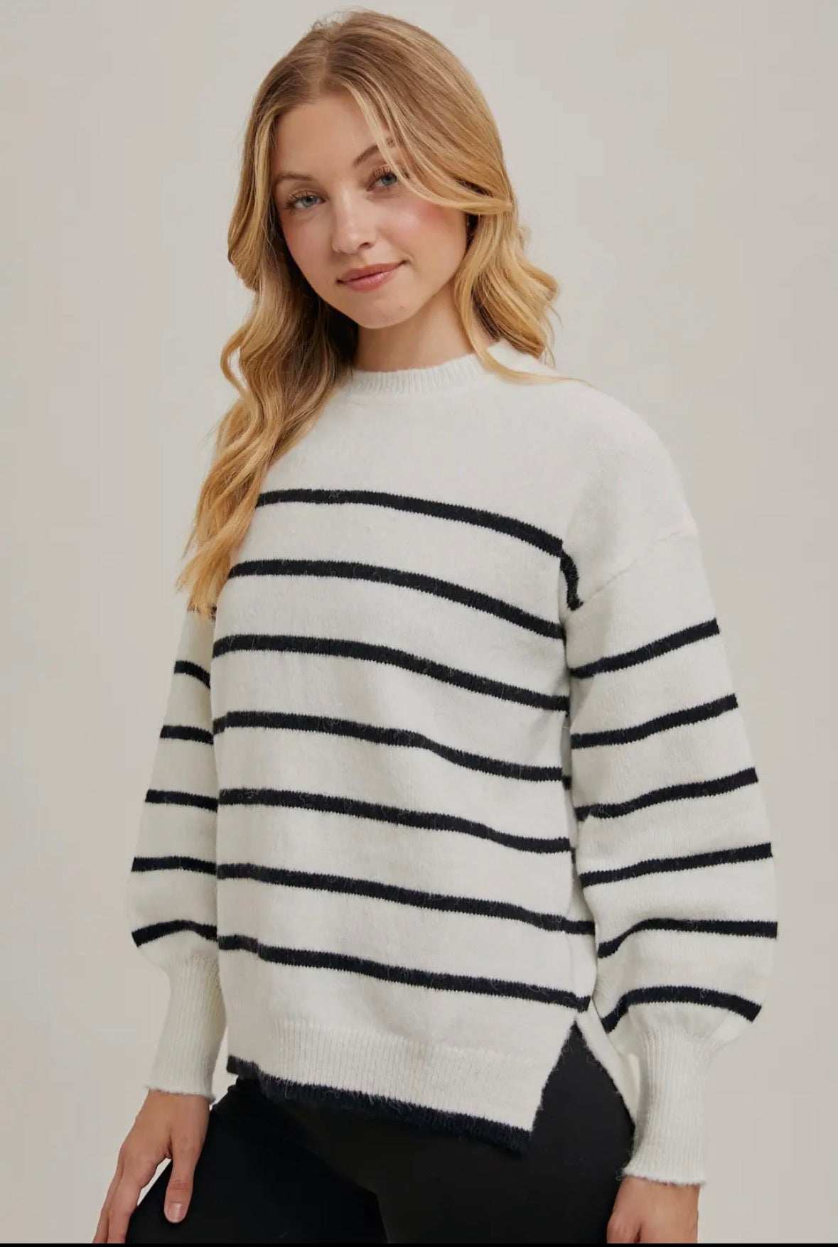 White And Black Striped Sweater