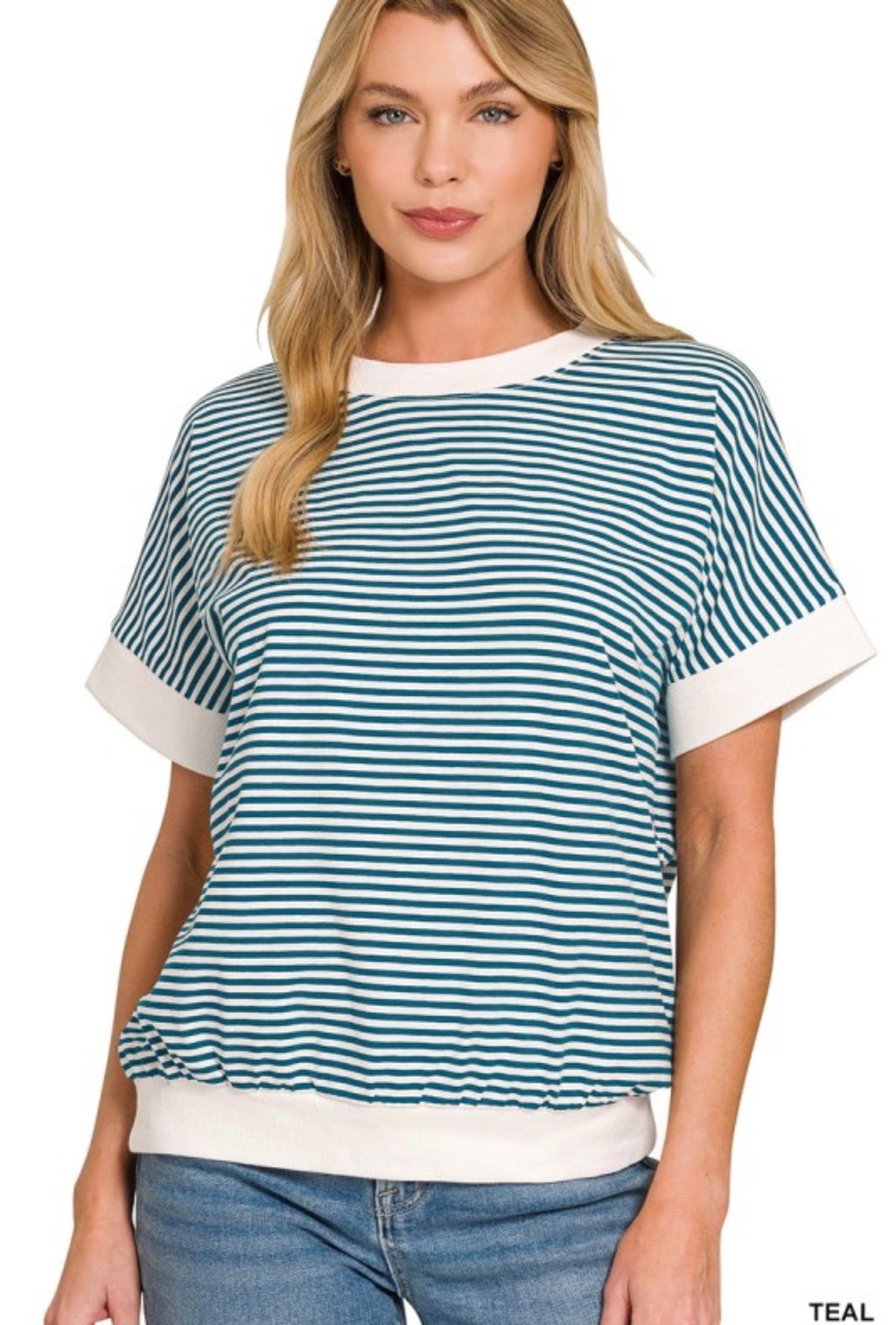 Teal Stripe Top