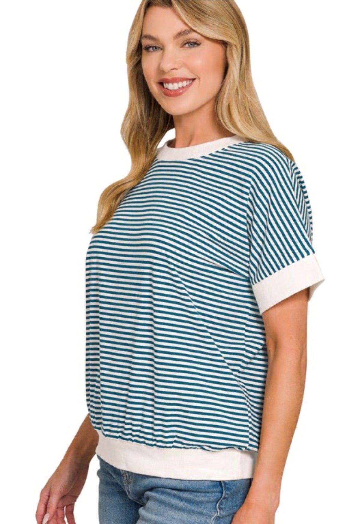 Teal Stripe Top