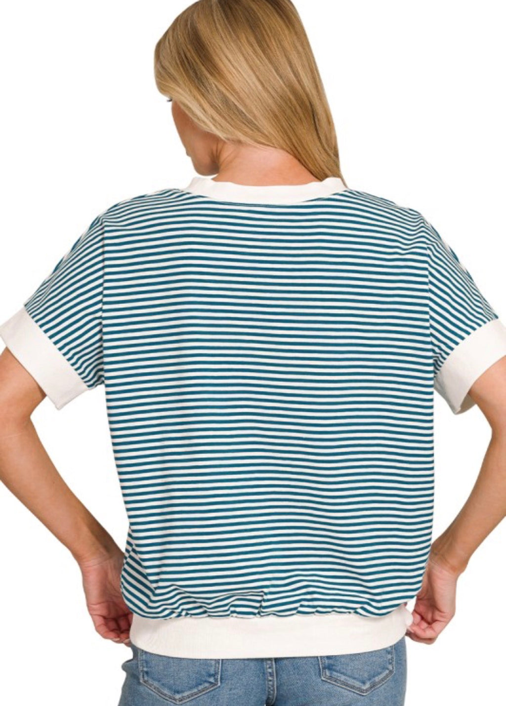 Teal Stripe Top