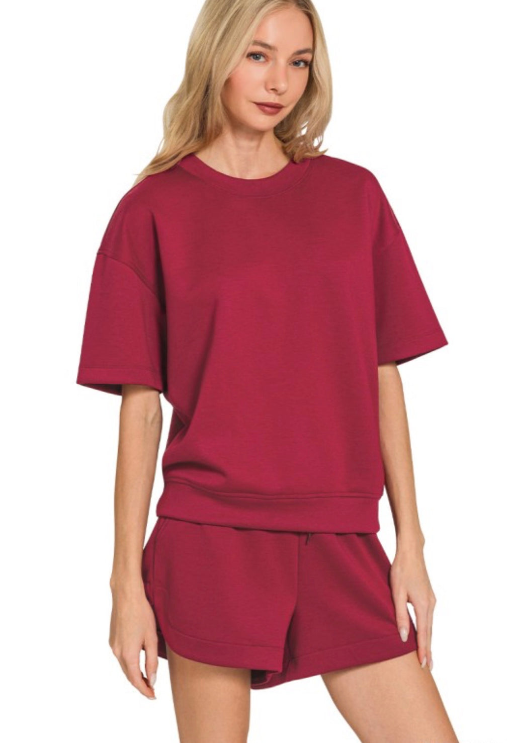 Scuba Round Neck Top And Dolphin Shorts Set