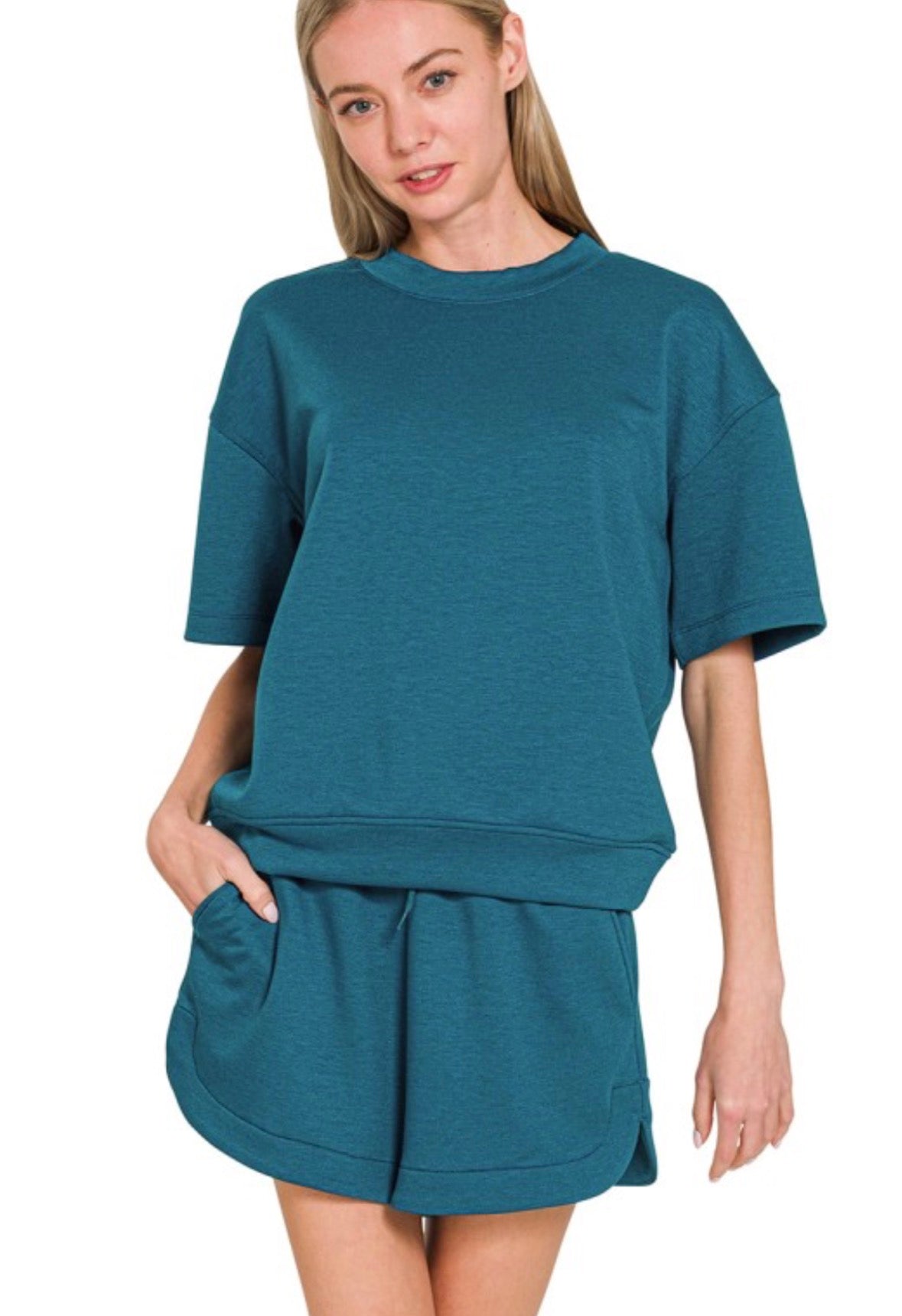 Scuba Round Neck Top And Dolphin Shorts Set