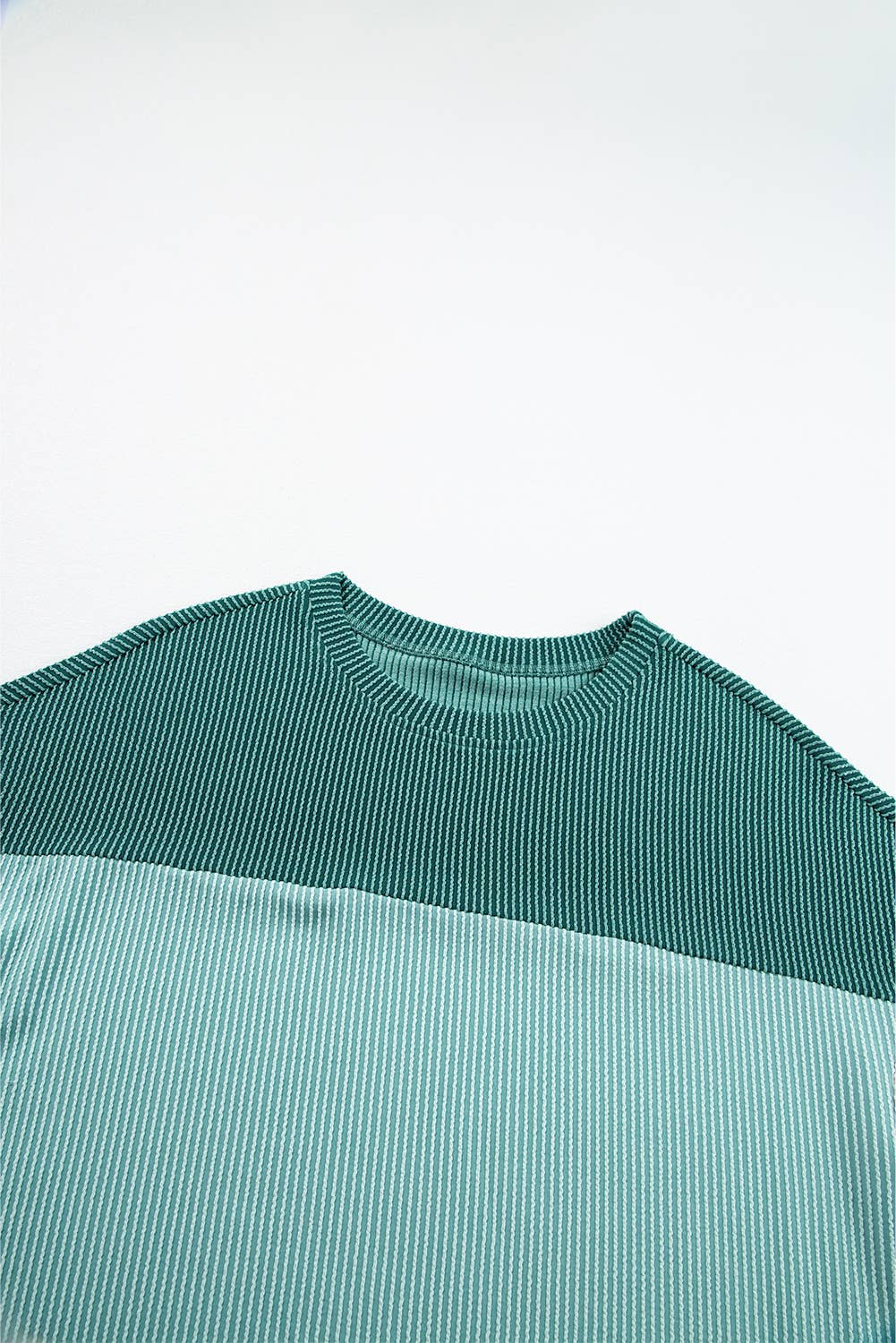 Color Block Ribbed Half Sleeve Top