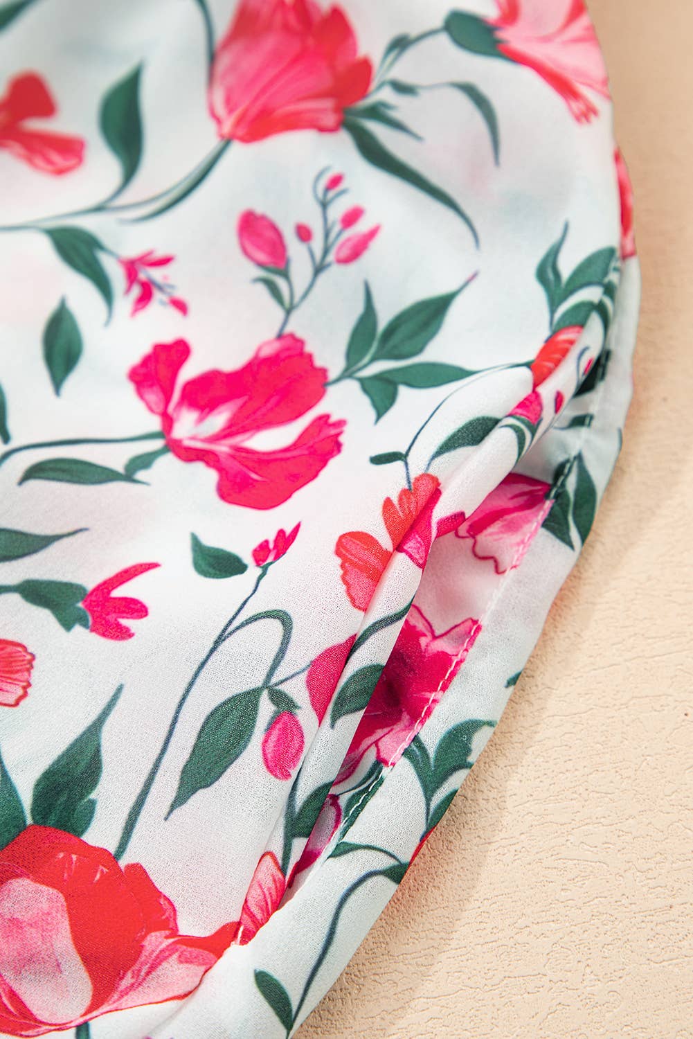 Floral Puff Sleeve Square Neck Empire Waist Tiered Maxi Dres