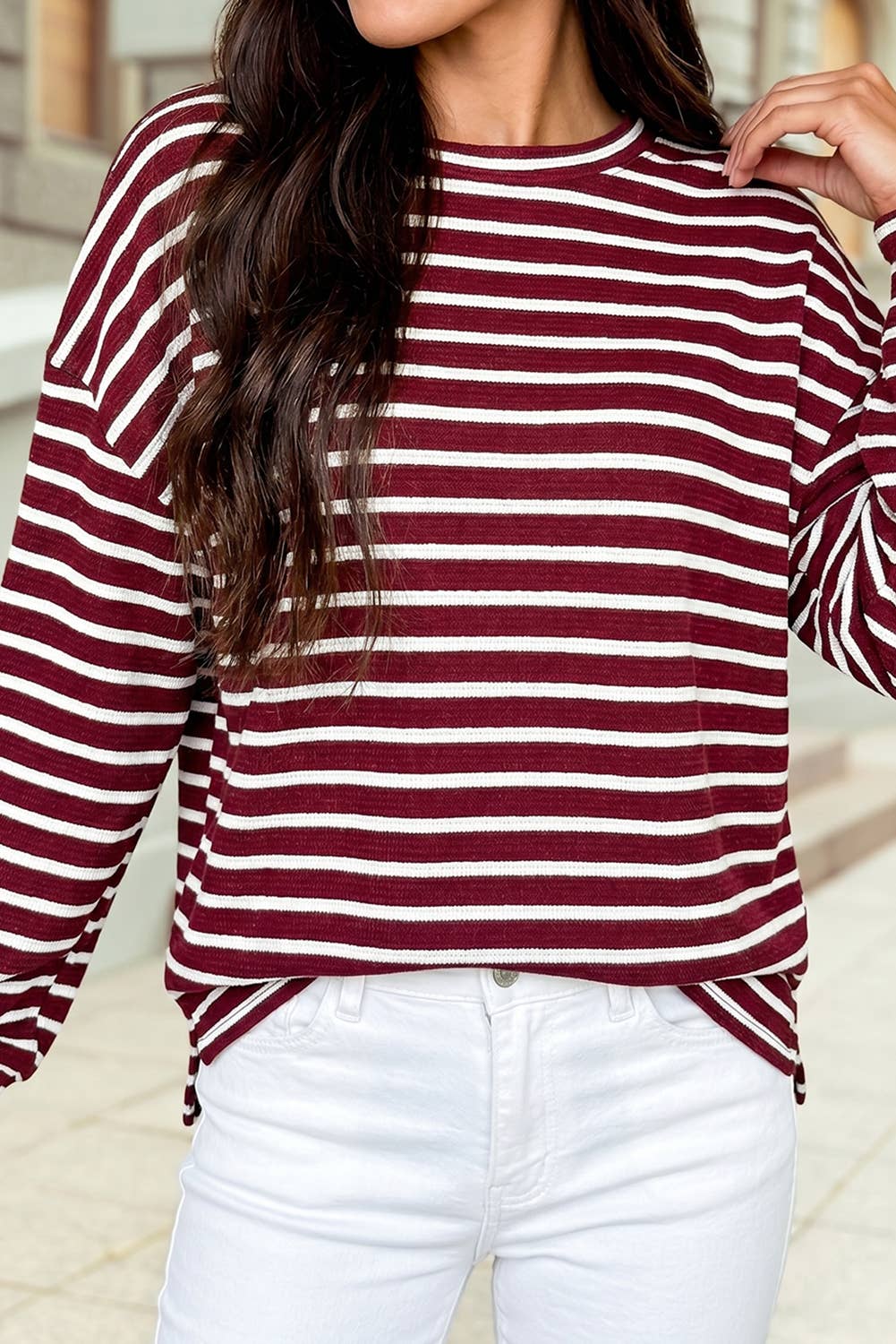 Drop Shoulder Long Sleeve Casual Top
